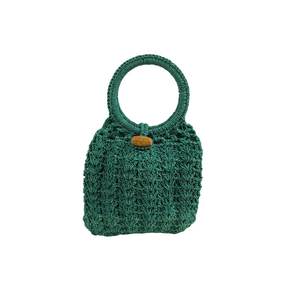 Handmade Women's Aqua Green Crochet Summertime Handbag Sz S